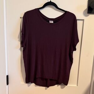 Athleta Burgundy Ribbed With Ease Short Sleeve Tee